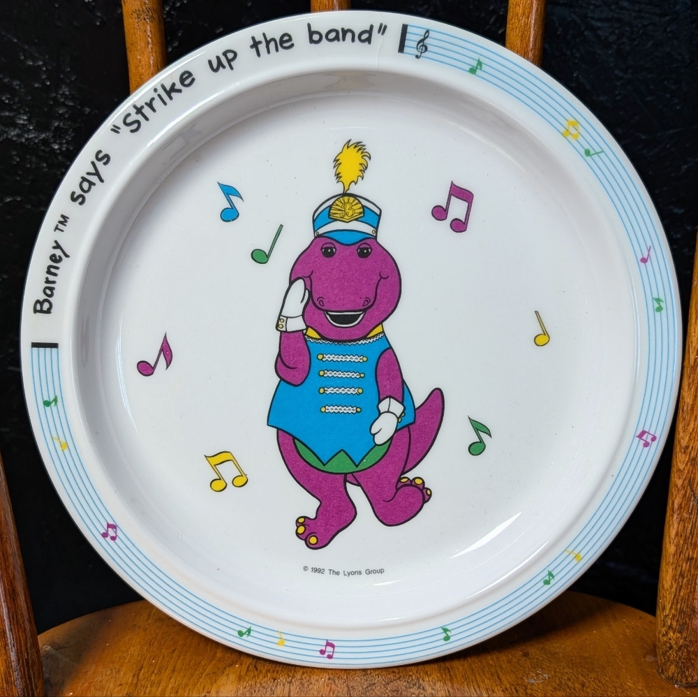 Vintage 90s 1992 Barney Dinosaur Band Plate Nostalgic Collectible 8.25"